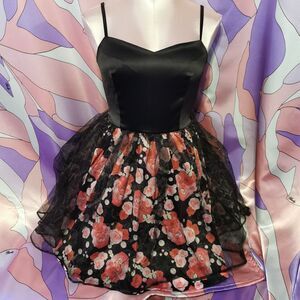 MA*RS Dress Small Princess Melody Black Pink Roses Strappy Prom Party Rare Japan